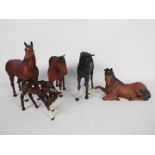 Royal Doulton / Beswick - Five horse / foal figurines, predominantly matt glaze,