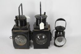 Railwayana - Three vintage railway lanterns including a British Rail Western Region example,