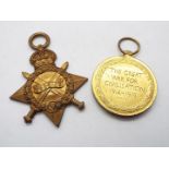 A World War One (WW1 / WWI) medal pair comprising 1914 - 1915 Star and Victory Medal,