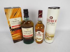 A 70cl bottle of Singleton Spey Cascade single malt whisky and a 70cl bottle of Blairmhor blended