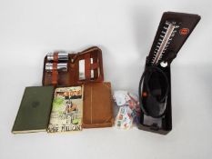 Lot to include a vintage Accoson sphygmomanometer, small quantity of loose stamps, books and other.