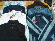Jackets - a job lot of 7 zip front denim and other casual jackets,
