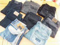 Jeans - a job lot of 8 pairs of Jeans, various brands, predominantly size 34 w 32 il,