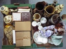 A mixed lot comprising ceramics to include Aynsley, Wedgwood and similar, brass ware, plated ware,