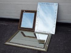 Three wall mirrors, largest approximately 78 cm x 108 cm.