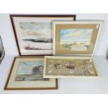 Two framed pastel landscapes, signed F J Moore, mounted and framed under glass,