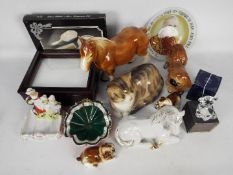 Mixed ceramics to include English Lavender soap dish, animal figurines,