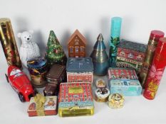A collection of confectionery tins, with some musical examples, to include Farrahs,