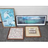 A quantity of framed cricket related pri