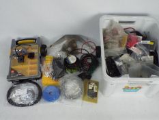 Various cables, electronic components, d