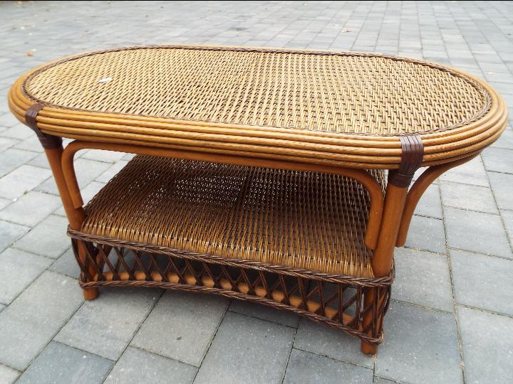 A Bamboo two-tier occasional table,