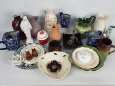 Mixed ceramics to include a Wedgwood Interiors lilac Jasperware jug / pitcher and other.