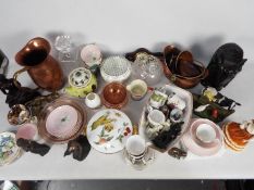 A mixed lot to include ceramics, glassware, metal ware and similar, two boxes.