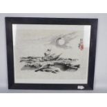 Oriental ink picture depicting two men i