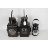 Railwayana - Three vintage railway lanterns including a British Rail Western Region example,