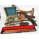 Vintage tools, portable turntable, pool