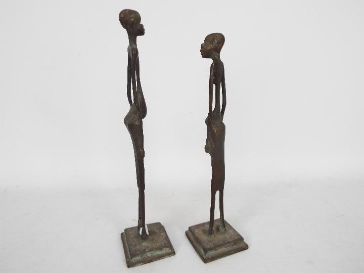 A pair of African bronze figures of slen - Image 6 of 8