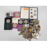 A collection of coins, UK and foreign, a small quantity with silver content,