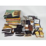 Lot to include children's annuals, cameras, plated salt and pepper pots, penknives,