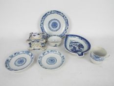 A collection of blue and white wares to