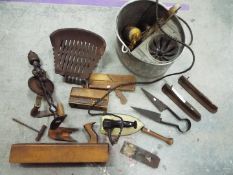 Vintage tools, metal ware and similar.