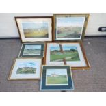 Six prints of golfing interest to include Graeme Baxter, Peter Slater and similar,