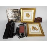 Lot to include camera lenses, two framed