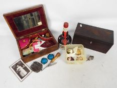 Mixed lot to include a vintage sewing box with contents,