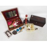 Mixed lot to include a vintage sewing box with contents,