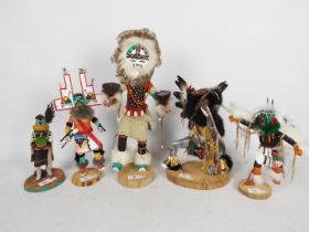 Ethnographica - Five native American Katsina figures to include Sun Face, Eagle Dancer,