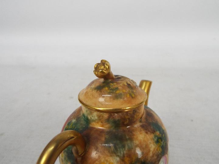 A Royal Worcester, fruit decorated, miniature teapot, - Image 3 of 6