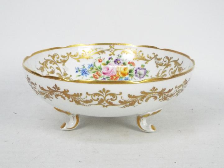 Le Tallec - French porcelain bowl with floral decoration and gilt highlights,
