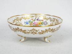 Le Tallec - French porcelain bowl with floral decoration and gilt highlights,