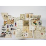 A collection of mixed ephemera to include Christmas / greeting cards, fabric book,