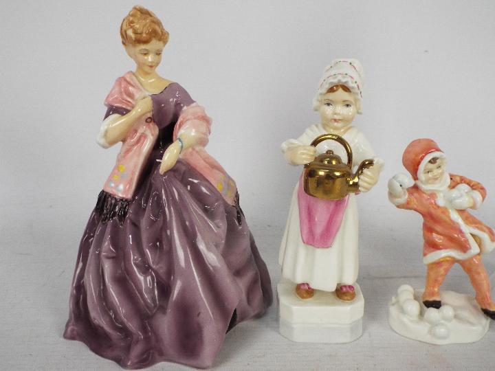 Royal Worcester - Three Freda Doughty designed figures comprising First Dance, - Image 2 of 5