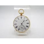 A yellow metal cased pocket watch, the case interior stamped 18K,