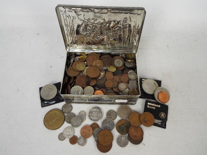 A collection of coins, Victorian and later, predominantly UK, some with silver content.