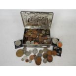 A collection of coins, Victorian and later, predominantly UK, some with silver content.