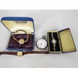 A collection of lady's watches to include a silver cased wrist watch on silver bracelet,