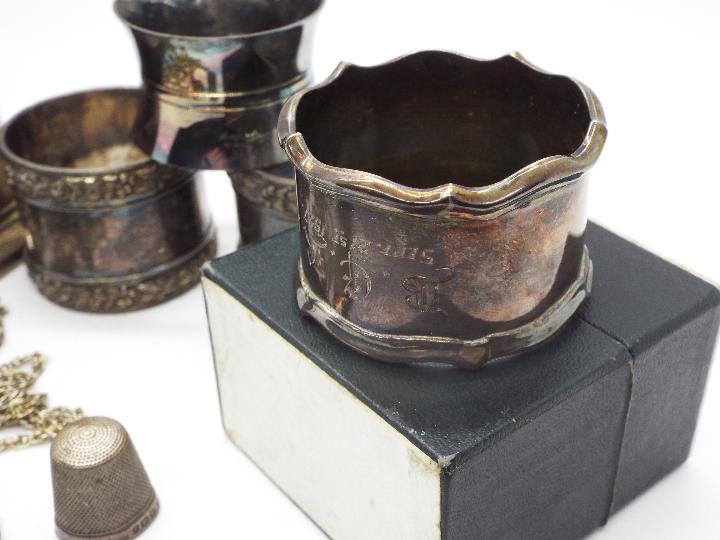 Lot to include a Victorian silver tankard, Sheffield assay 1849, a silver napkin ring, - Image 5 of 5