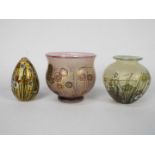 Isle Of Wight Glass - Three pieces comprising vase, bowl and egg paperweight,