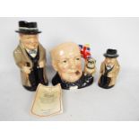 Royal Doulton - A 1992 Winston Churchill character jug of the year with certificate and two Royal