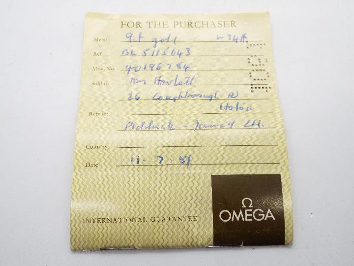 Omega - A lady's Omega De Ville wrist watch, the case back marked 56361296, - Image 8 of 8