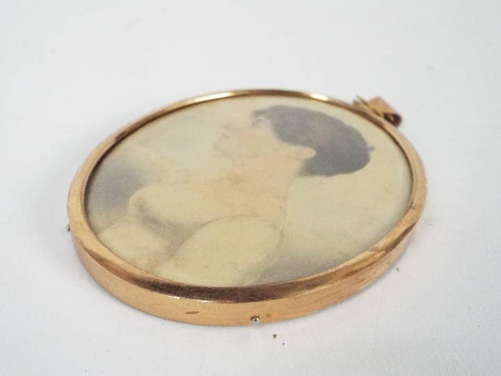 An early 20th century portrait miniature, watercolour on paper, - Image 4 of 4