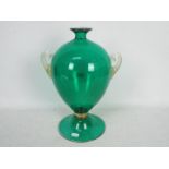 Alberto Dona - A large Murano glass vase of urn form with twin aventurine handles,