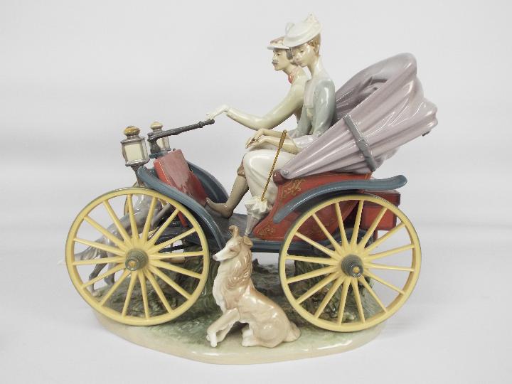 Lladro - A very large, limited edition porcelain group depicting a couple in an early motor vehicle, - Image 12 of 25