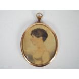 An early 20th century portrait miniature, watercolour on paper,