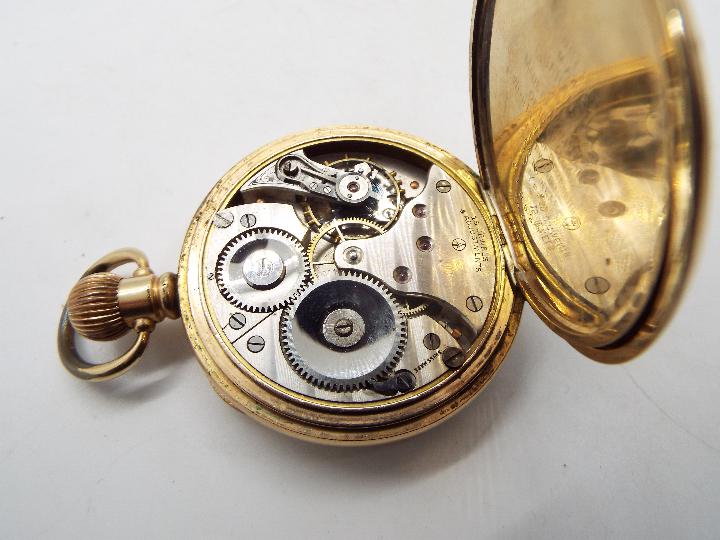 A gold plated, open faced, pocket watch, - Image 4 of 5