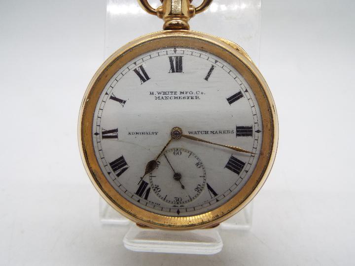 A gold plated, open faced, pocket watch, - Image 2 of 5