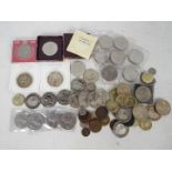 A quantity of coins including £5 coins (27), £2 coins (12), a small quantity of pre-decimal,